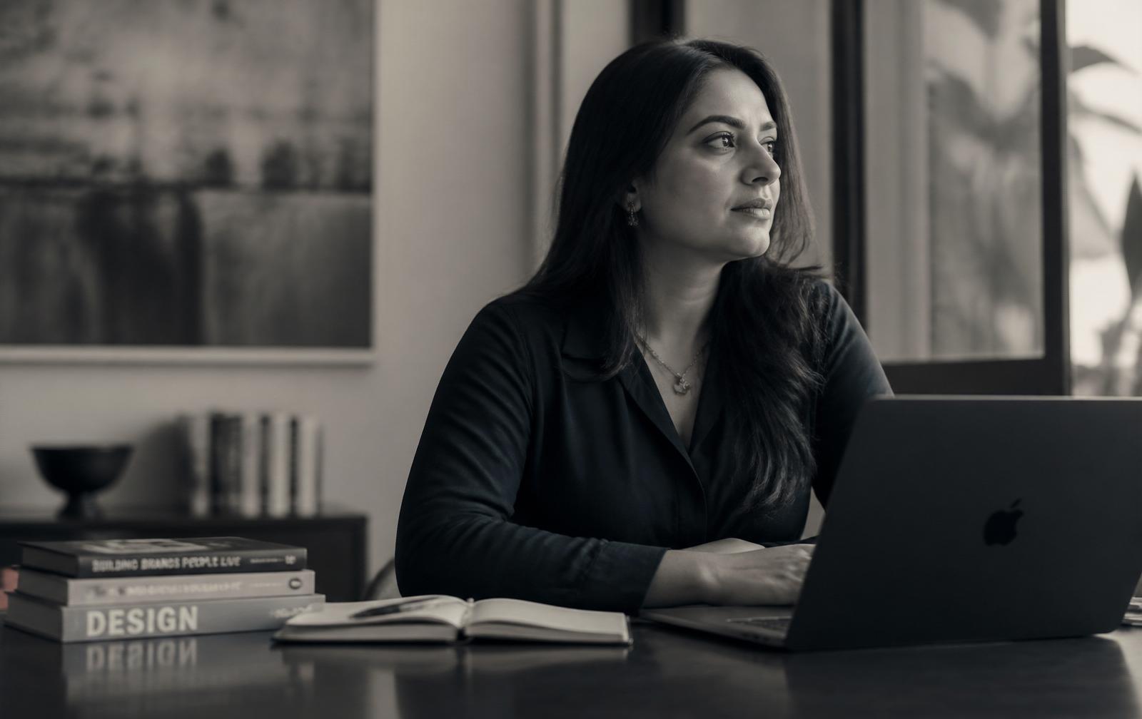 Modern Indian homemaker entrepreneur working from home
